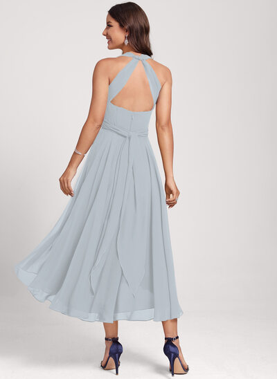 blue dress for baby girl Vintage Inspired Tea Length Ice Blue Prom Formal Dress Size 2 / Ivory / Zipper main image 0