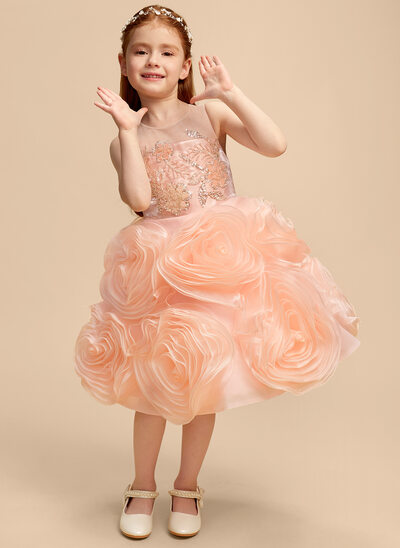 Kjole Ballkjole/Prinsesse i Tyll med 3D-blomster
